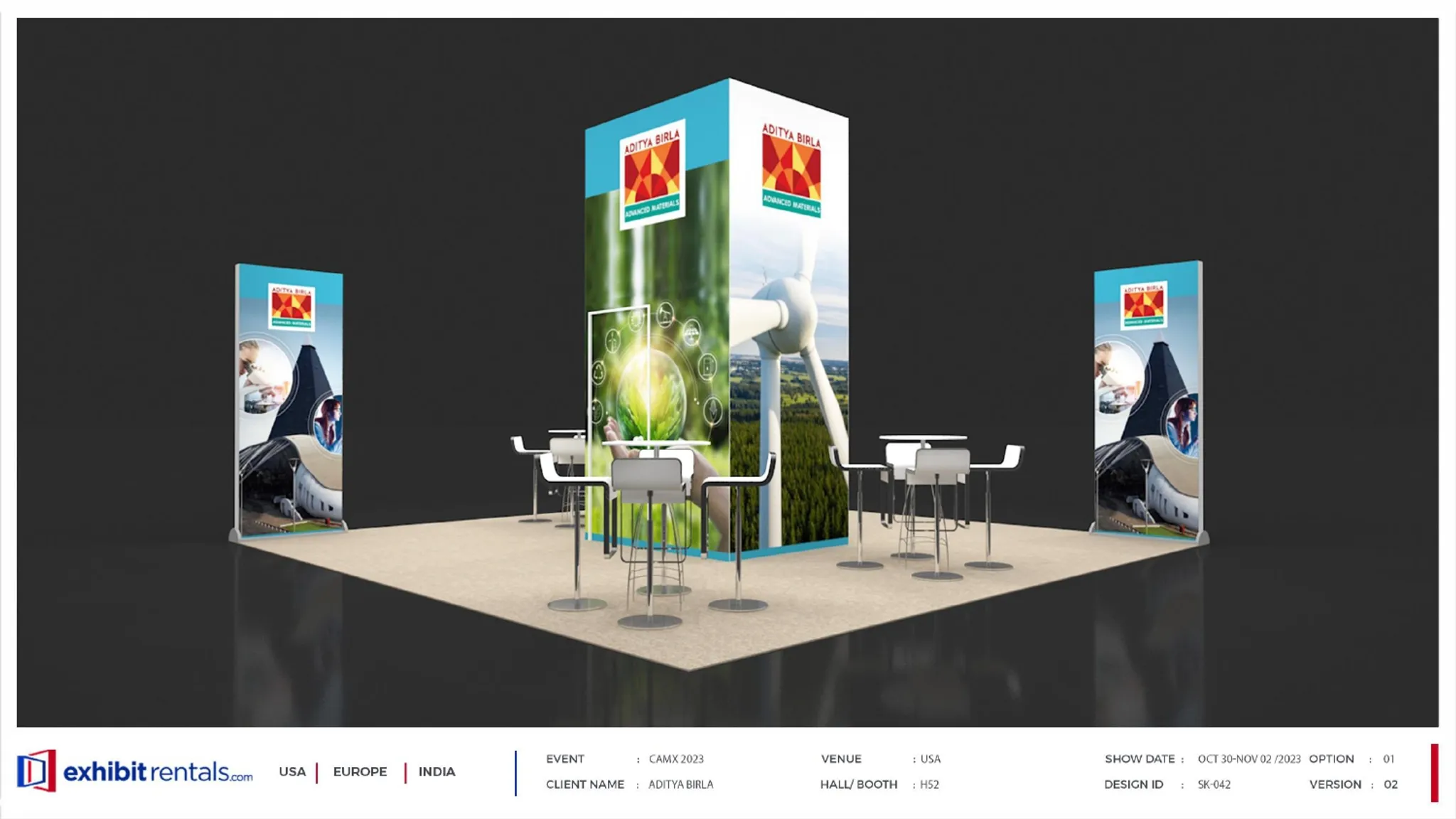 20x20 Island booth design by Exhibit-Rentals
